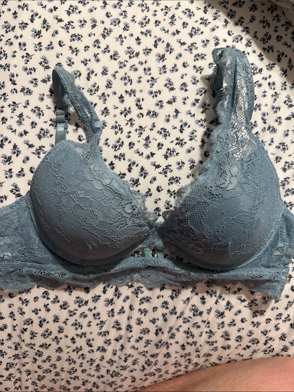 XOXO Lace Push-Up Bra in Dusty Blue